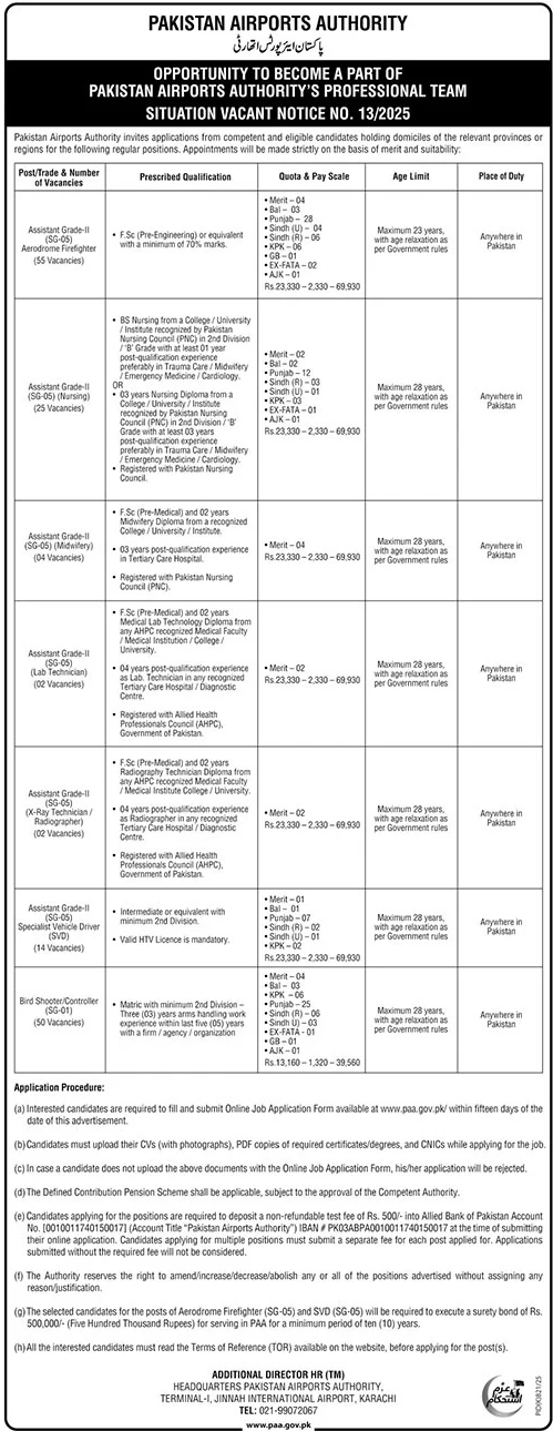 Jobs in Pakistan Airport Authority Karachi
